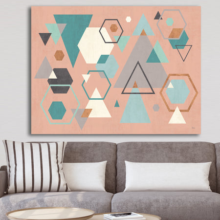 Geometric hexagons Pattern I - Transitional Canvas Art