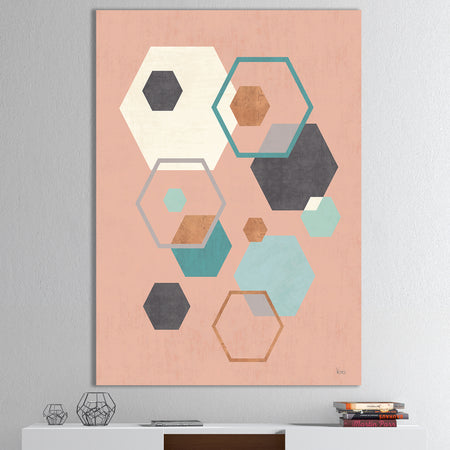 Geometric hexagons Pattern II - Transitional Premium Canvas Wall Art