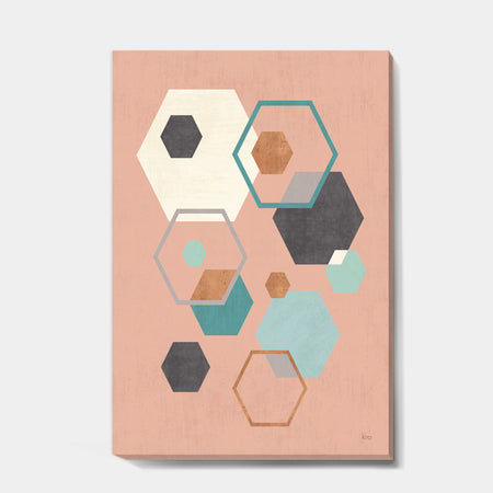 Geometric hexagons Pattern II - Transitional Premium Canvas Wall Art