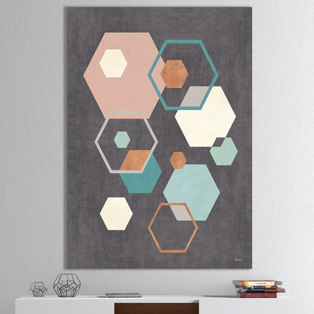 Geometric hexagons Pattern IV - Transitional Canvas Artwork