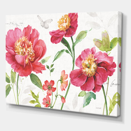 Red Spring flowers and Butterfly - Cabin & Lodge Gallery-wrapped Canvas