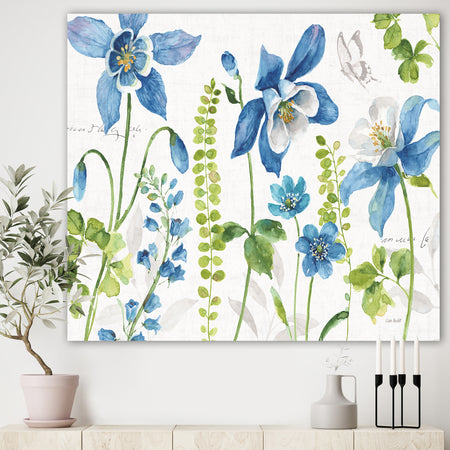 Bluebell and Columbine Wild Flowers with Butterfly - Cabin & Lodge Canvas Art