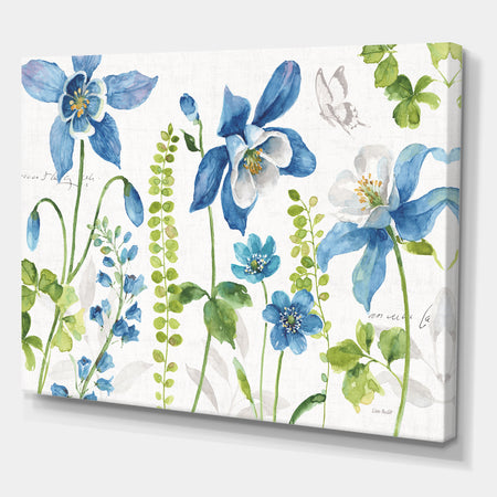 Bluebell and Columbine Wild Flowers with Butterfly - Cabin & Lodge Canvas Art