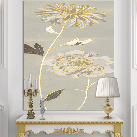 Gold Metallic Floral Garden II - Modern Glam Canvas Artwork
