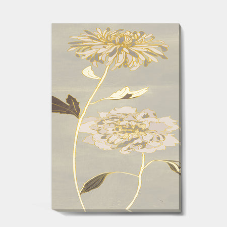 Gold Metallic Floral Garden II - Modern Glam Canvas Artwork