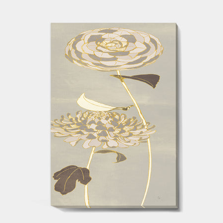 Gold Metallic Floral Garden III - Modern Glam Canvas Art