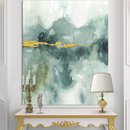 Blue Watercolor Impression with Gold - Traditional Canvas Art