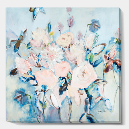 Abstract Pink Flowers Farmhouse Waterpainting - Farmhouse Premium Canvas Wall Art