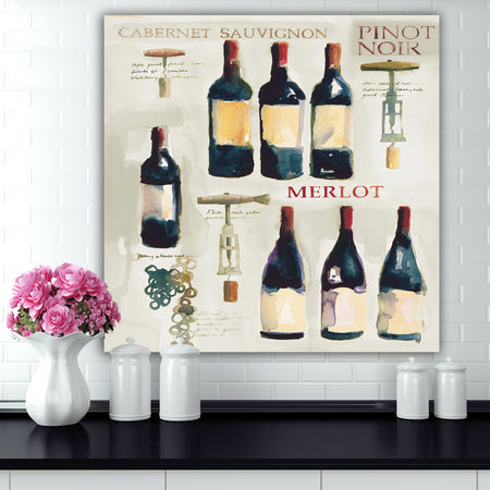 Red Sauvignon Wine Collage - Food and Beverage Canvas Art