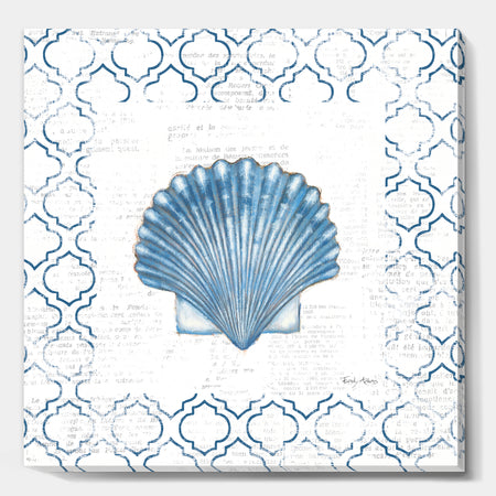 Navy Blue Scallop Shell - Nautical & Coastal Gallery-wrapped Canvas