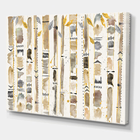 Abstract Gold Birch Trees I - Modern & Transitional Canvas Art