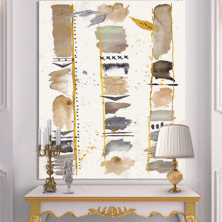 Abstract Gold Birch Trees I - Modern & Transitional Premium Canvas Wall Art