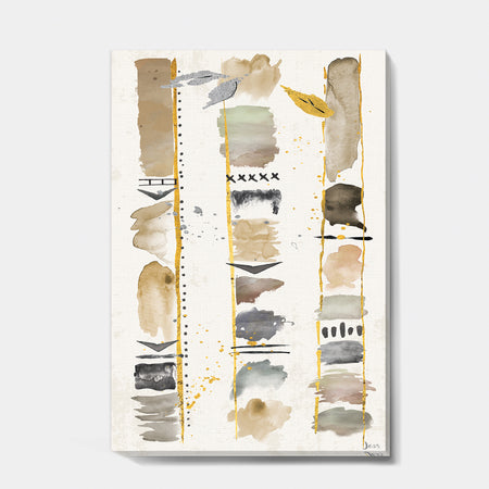 Abstract Gold Birch Trees I - Modern & Transitional Premium Canvas Wall Art