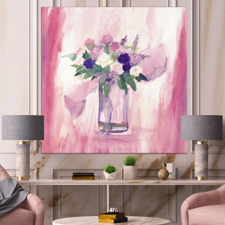 Pink Flower Still Life - Shabby Chic Canvas Art