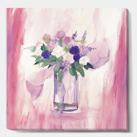 Pink Flower Still Life - Shabby Chic Canvas Art