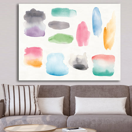 Watercolor Geometric Swatch Element III - Mid-Century Modern Gallery-wrapped Canvas