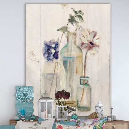 Blossoms on Birch Cottage Bouquet III - Farmhouse Canvas Artwork