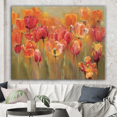Red Tulips - Traditional Gallery-wrapped Canvas