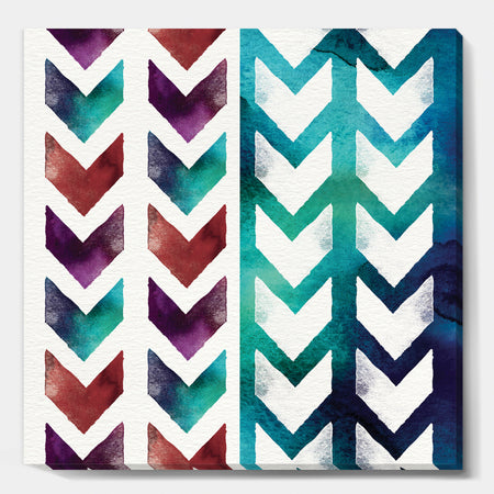 Geometric Pattern of Red And Blue Arrows - Transitional Canvas Artwork