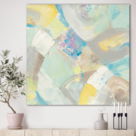 Abstract Compositions of Pastel Blue and Green - Modern & Contemporary Canvas Art