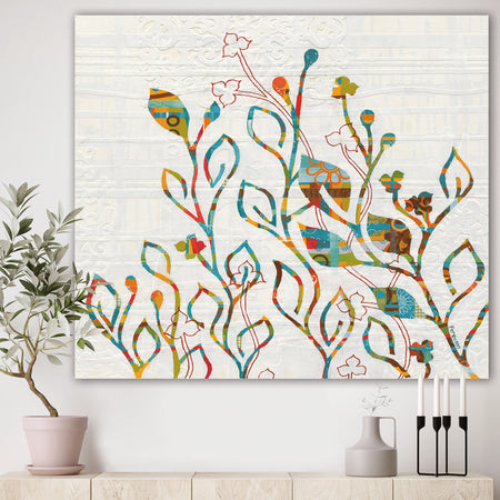 Rainbow Coloured Vines And Flowers - Cabin & Lodge Premium Canvas Wall Art