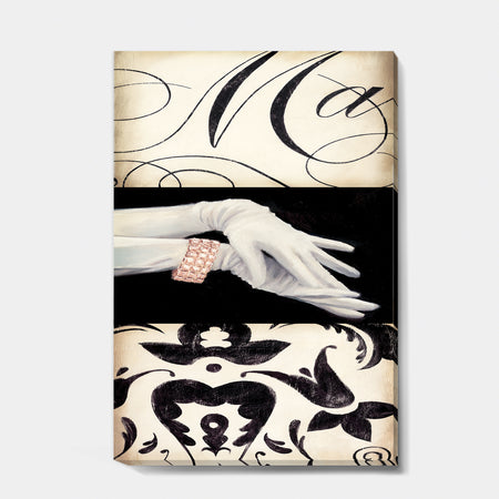 Black And White Fancy Glamorous Gloves - Fashion Gallery-wrapped Canvas
