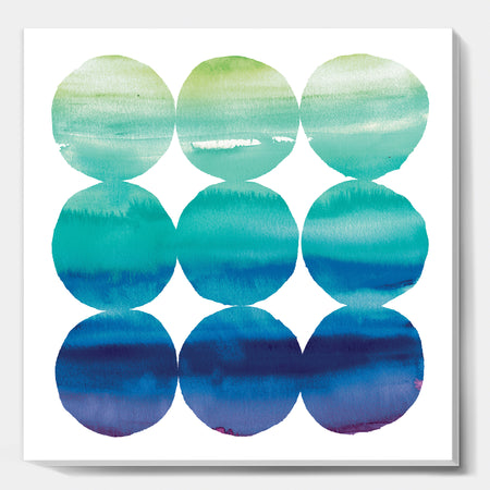 Circle Abstract Blue Colorfields II - Mid-Century Modern Transitional Canvas Artwork