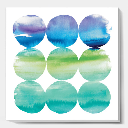 Circle Abstract Blue Colorfields III - Mid-Century Modern Transitional Canvas Art