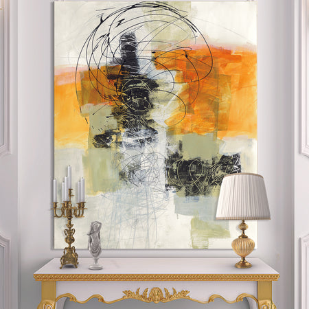 Abstract Composition of Glamorous Yellow and Black - Contemporary Gallery-wrapped Canvas