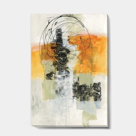 Abstract Composition of Glamorous Yellow and Black - Contemporary Gallery-wrapped Canvas