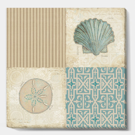 Beach Treasures Collage I - Traditional Bathroom Canvas Artwork