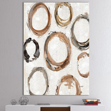 Geometric Circle Natural Balance I - Mid-Century Modern Transitional Premium Canvas Wall Art