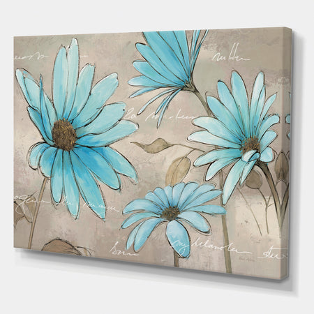Indigo Leucanthemum Cottage Flower - Traditional Canvas Art