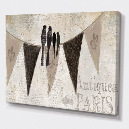 French Bird Flea Market III - Farmhouse Premium Canvas Wall Art