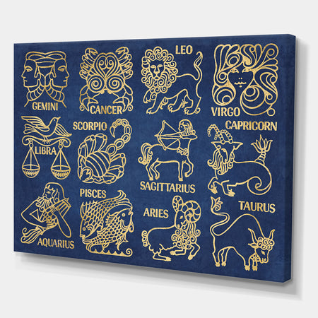 Whats Your Sign Blue Gold - Cottage Canvas Wall Art
