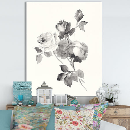 Porch Den 'Rose Blossoms Gray - Cottage Canvas Wall Art