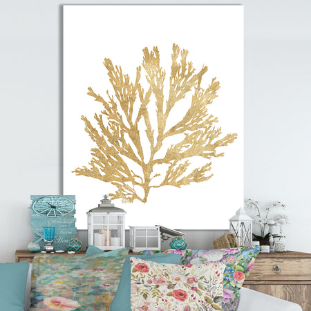 Pacific Sea Mosses I Gold - Cottage Canvas Wall Art
