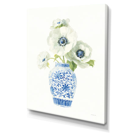 Floral Chinoiserie White II - Cottage Canvas Wall Art