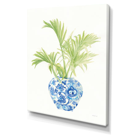 Palm Chinoiserie White II - Cottage Canvas Wall Art