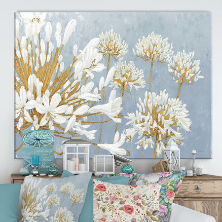 Golden Spring Blue Gray - Cottage Canvas Wall Art