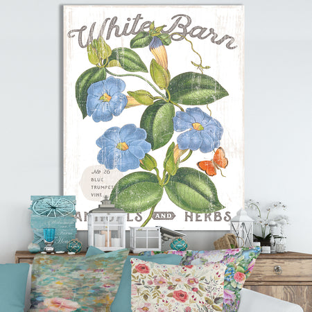 White Barn Flowers II - Cottage Canvas Wall Art