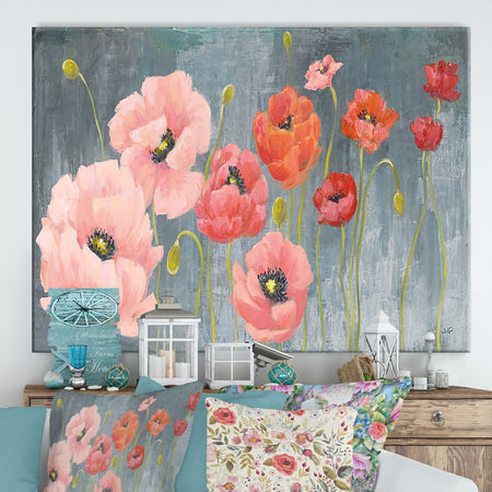 Poppy Party - Cottage Canvas Wall Art