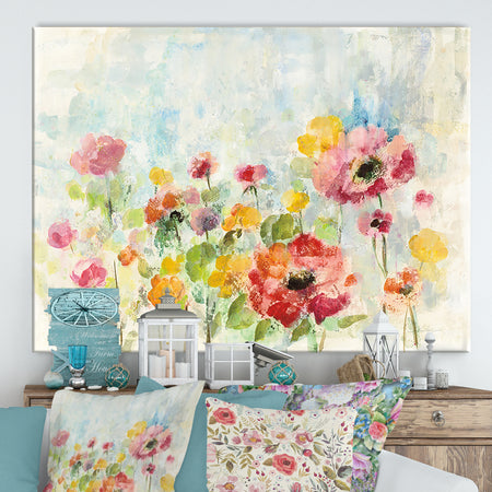 Summer Rain Floral - Cottage Canvas Wall Art