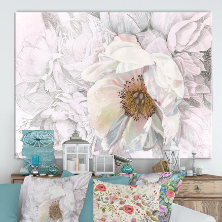 RW Blooming Sketch - Cottage Canvas Wall Art