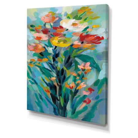 Tall Bright Flowers I - Cottage Canvas Wall Art