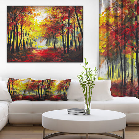 Walk Through Autumn Forest - Landscape Canvas Artwork