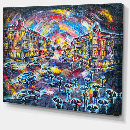 Surreal City at Night - Cityscape Large Canvas Artwork