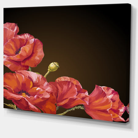 Poppy Flowers Vector Art - Floral Canvas Artwork