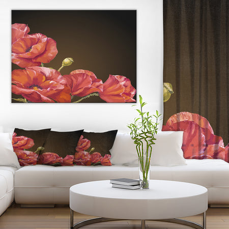 Poppy Flowers Vector Art - Floral Canvas Artwork