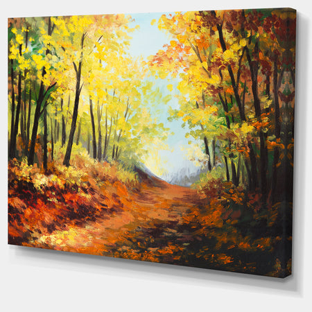 Autumn Forest Pathway - Landscape Canvas Wall Art Print